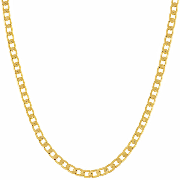 Gold Plated Necklace 3mm Flat Cuban Link Chain