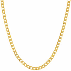 Gold Plated Necklace 3mm Flat Cuban Link Chain