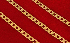 Gold Plated Necklace 3mm Flat Cuban Link Chain