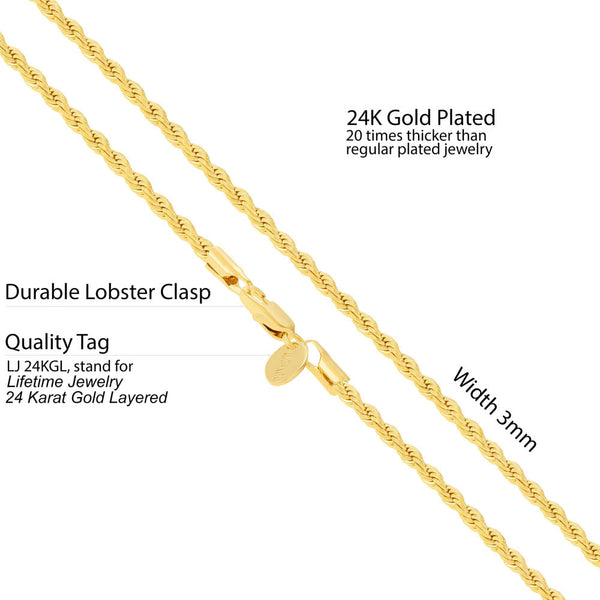 3mm Rope Chain  Lifetime Jewelry