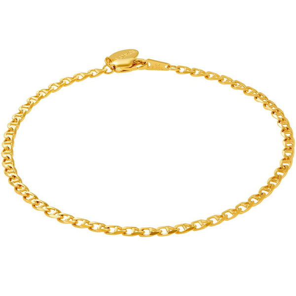 Gold Plated 3mm Mariner Link Chain Anklet