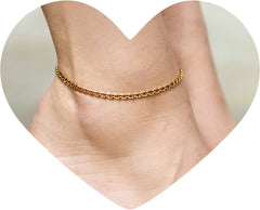 Gold Plated 3mm Mariner Link Chain Anklet