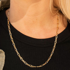 Gold Plated 4.5mm Rounded Figaro Chain Necklace