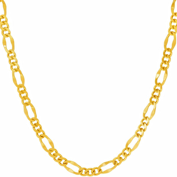 Gold Plated 4.5mm Rounded Figaro Chain Necklace
