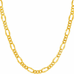 Gold Plated 4.5mm Rounded Figaro Chain Necklace