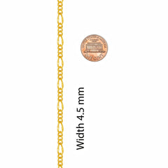 Gold Plated 4.5mm Rounded Figaro Chain Necklace