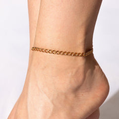 Gold Plated 4mm Diamond Cut Curb Link Anklet