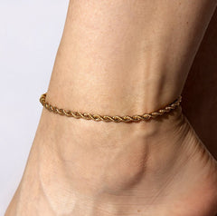 Gold Plated 4mm Rope Chain Anklet