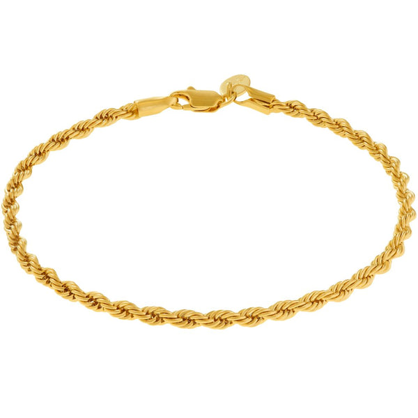 Lifetime Jewelry 7mm Rope Chain Necklace 24K Real Gold Plated for Men and Women