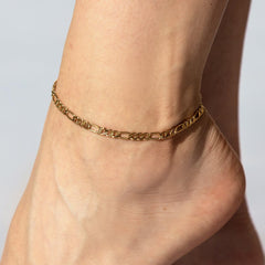 Gold Plated 4mm Swiss Cut Figaro Anklet