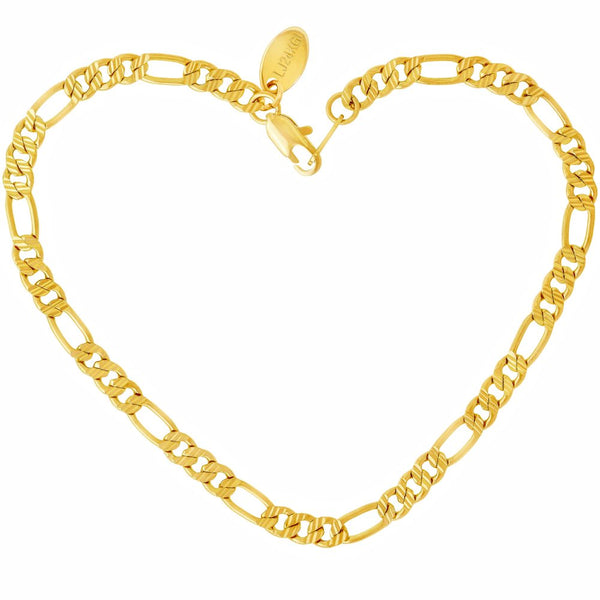 Gold Plated 4mm Swiss Cut Figaro Anklet