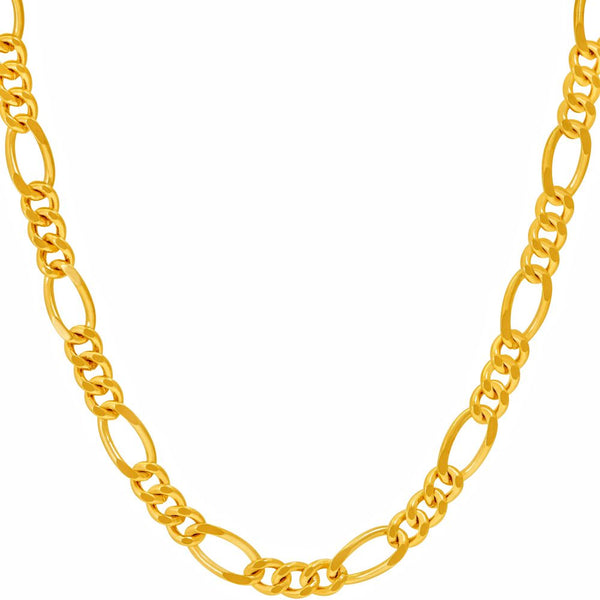 Gold Plated 5.5mm Rounded Figaro Chain Necklace