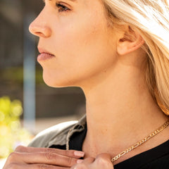 Gold Plated 5mm Crushed Figaro Chain Necklace