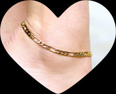 Gold Plated Figaro Chain Anklet, 5mm