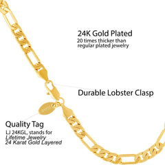 Gold Plated Figaro Chain Anklet, 5mm