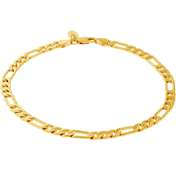 Gold Plated Figaro Chain Anklet, 5mm