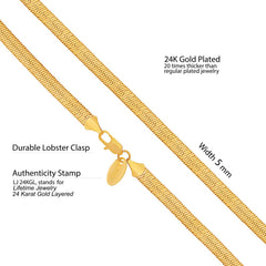 Gold Plated 5mm Herringbone Chain Necklace