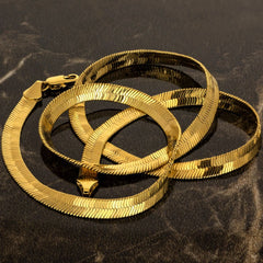 Gold Plated 5mm Herringbone Chain Necklace