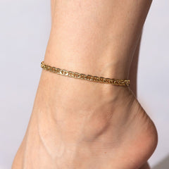 Gold Plated 5mm Crushed Mariner Anklet