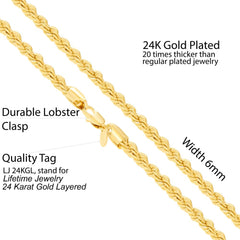 Gold Plated 6mm Rope Chain