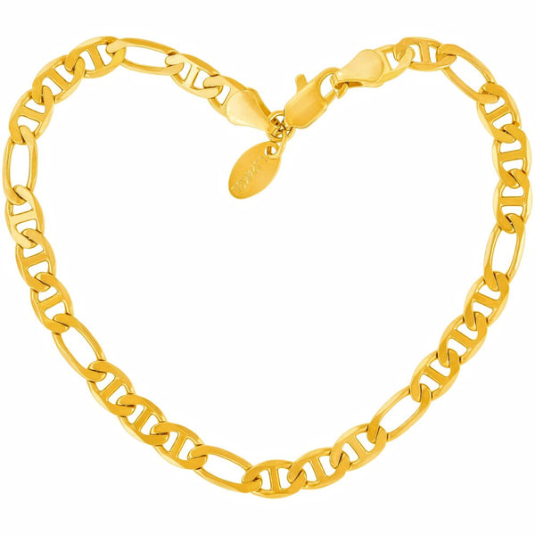 Gold Plated 6mm Figaro Mariner Link Anklet