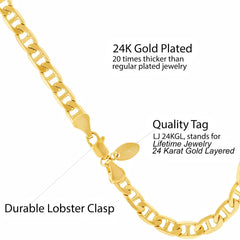 Gold Platad 6mm Mariner Link Chain Anklet