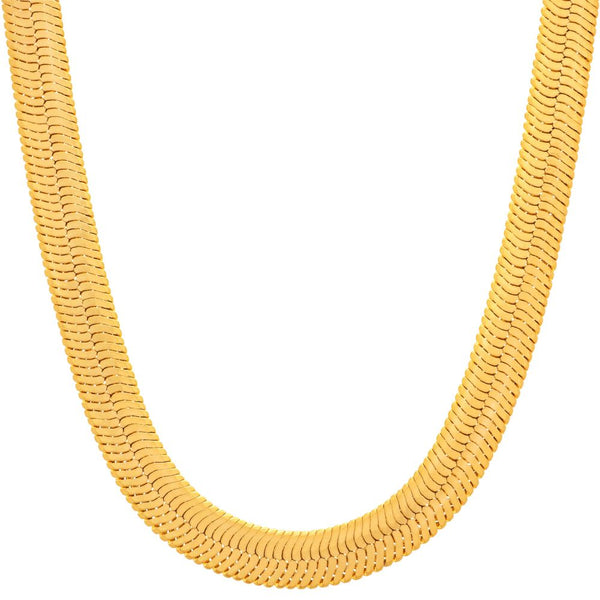 Gold Plated 7mm Herringbone Chain Necklace