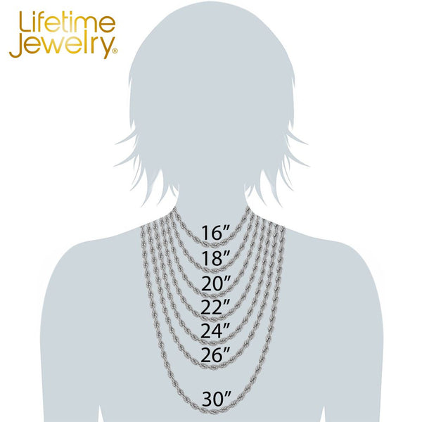 7mm Rope Chain Rhodium (White Gold) by inches
