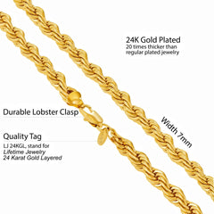 Gold Plated 7mm Rope Chain