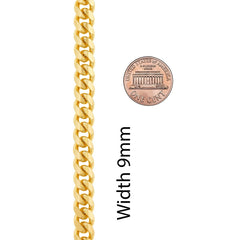 Gold Plated 9mm Cuban Link Chain (Round)