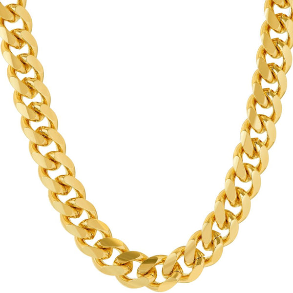 Gold Plated 9mm Cuban Link Chain (Round)