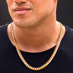 Gold Plated 9mm Cuban Link Chain (Round)