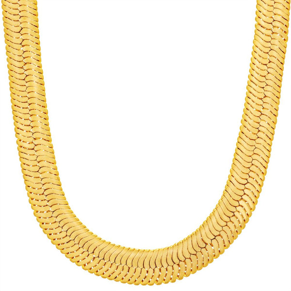 Gold Plated 9mm Herringbone Chain Necklace