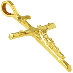 Gold Plated Classic Jesus Crucifix (with or without Pendant Chain)