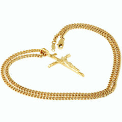 Gold Plated Classic Jesus Crucifix (with or without Pendant Chain)