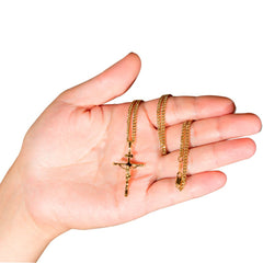 Gold Plated Classic Jesus Crucifix (with or without Pendant Chain)