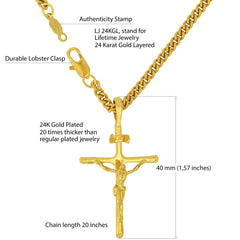 Gold Plated Classic Jesus Crucifix (with or without Pendant Chain)