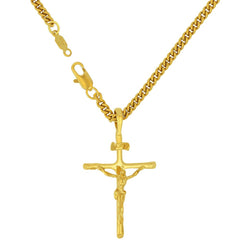 Gold Plated Classic Jesus Crucifix (with or without Pendant Chain)