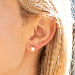 Gold Plated Cubic Zirconia Button Stud Earrings