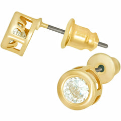 Gold Plated Cubic Zirconia Button Stud Earrings