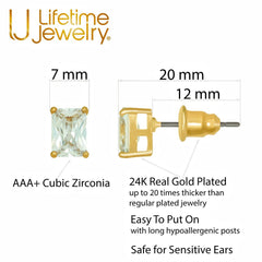Gold Plated Cubic Zirconia Cube Stud Earrings