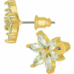Gold Plated Cubic Zirconia Daylily Flower Earrings
