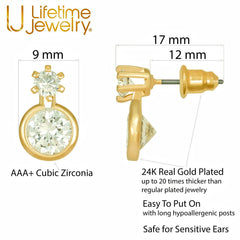 Gold Plated Cubic Zirconia Pineapple Stud Earrings
