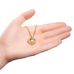 Gold Plated Dangling Cubic Zirconia Heart Necklace