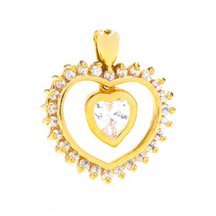 Gold Plated Dangling Cubic Zirconia Heart Necklace