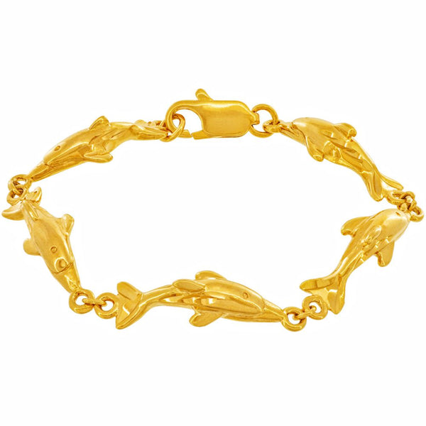 Gold Plated Dolphin Link Charm Bracelet