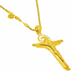 Gold Plated Jesus Pendant Necklace with Halo