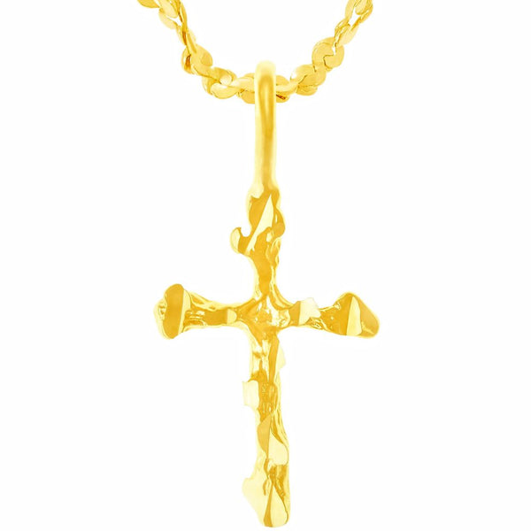 Gold Plated Nugget Cross Necklace
