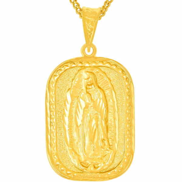 Gold Plated Tri Color Our Lady of Guadalupe Virgin Mary Basket