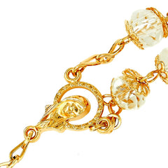 Gold Plated Rosary Necklace, Crystal Prayer Beads